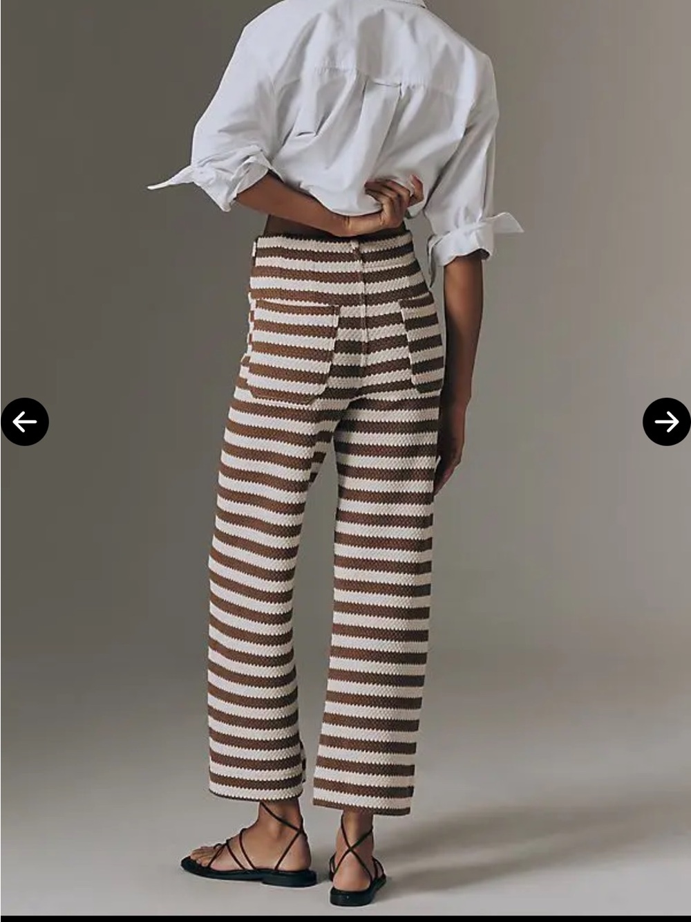 Maeve Colette Knit High-Rise Wide-Leg Cropped Pants (brown and cream striped) - Picture 2 of 6